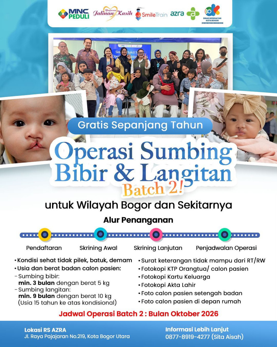 RS Azra Bersama MNC Peduli dan Smile Train Hadirkan Operasi Sumbing Gratis Batch 2